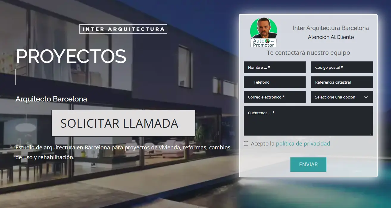 Página de ventas para arquitecto y constructora que se posiciona y convierte